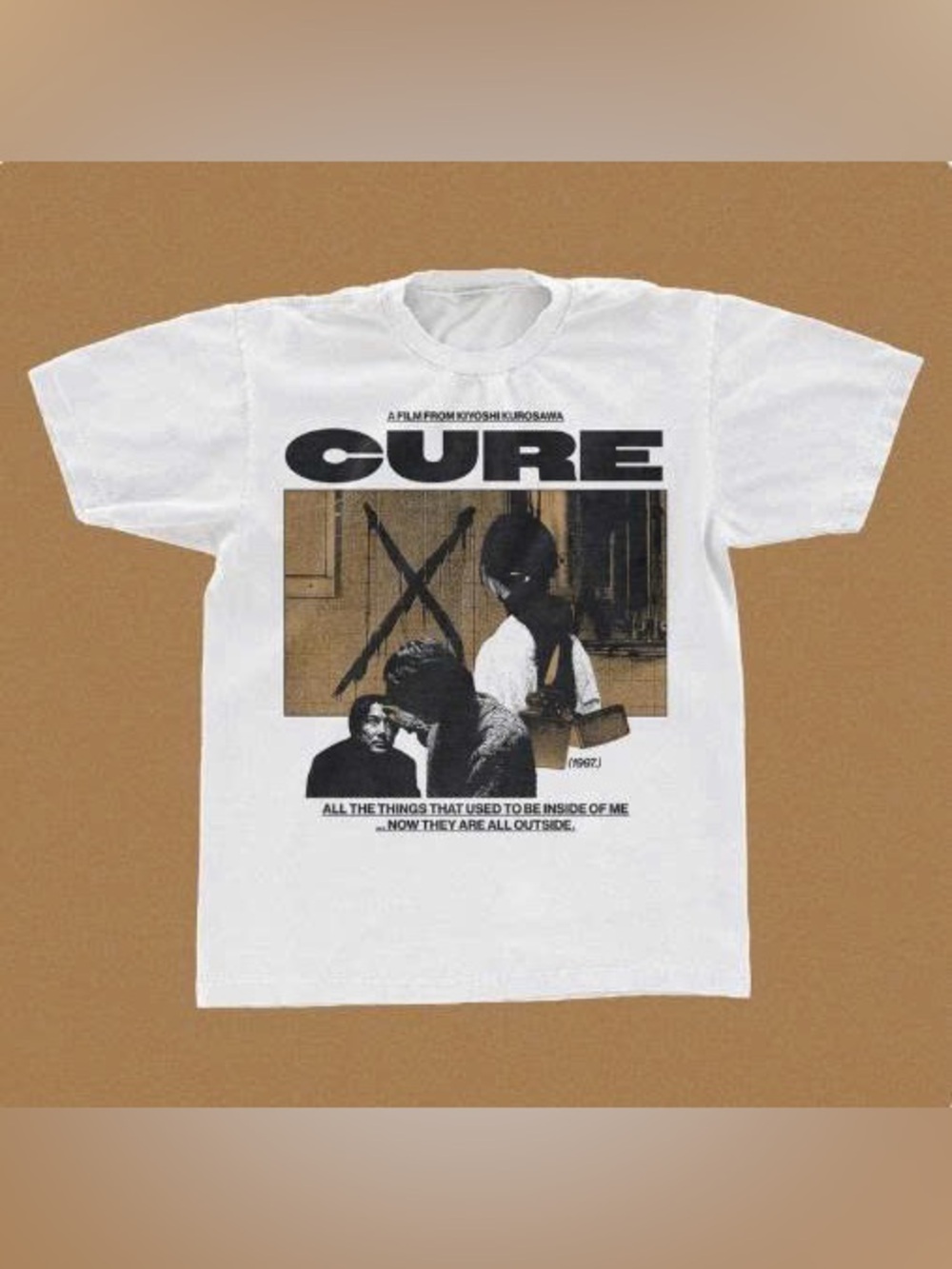 Gildan White Graphic Band Tee with Sepia Artwork